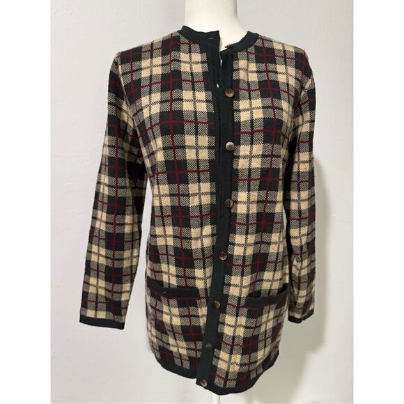 Liz Claiborne vintage button front sweater merino wool blend w/pockets S - Picture 1 of 6